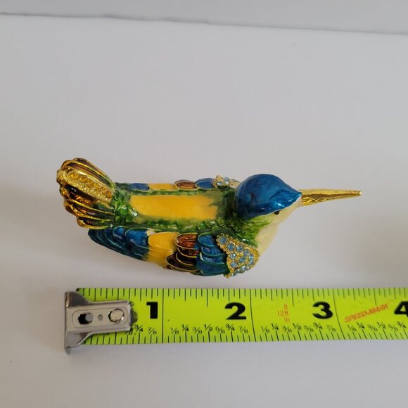 Enamel Hummingbird Trinket Box With Crystals & Magnetic Closure - Picture 5 of 5